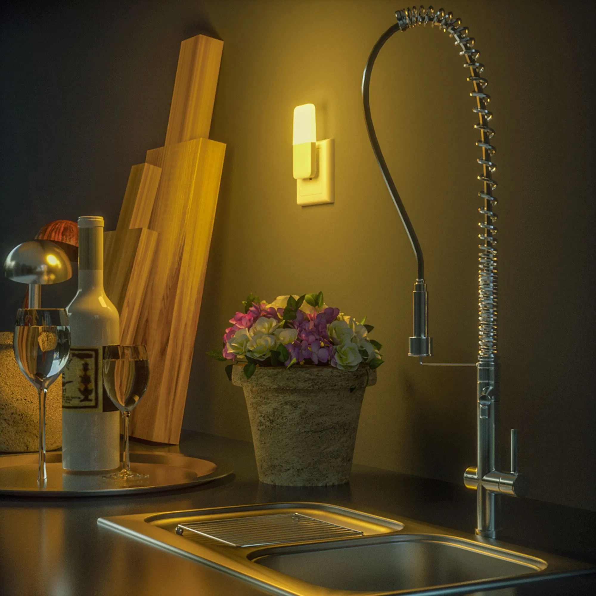 PP Material Automatic Night Light with Soft Warm Lighting Factory Direct