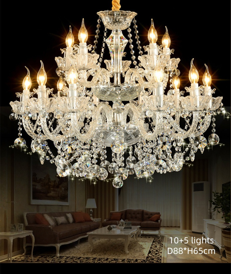 Custom Elegant Chrome Glass Crystal Chandelier Interior Lighting Fixture Hanging Pendant Lights