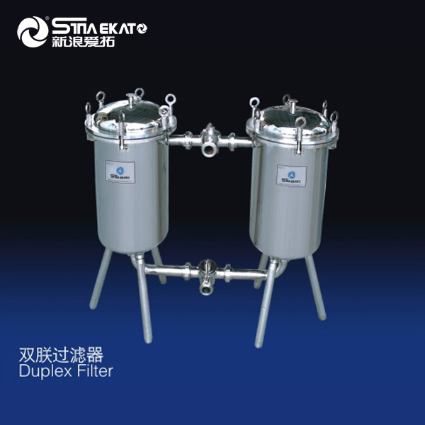 High-Quality Food Grade Stainless Steel Cosmetic Processing Double Barrel Juice Duplex Filter Manufacturer, Supplier