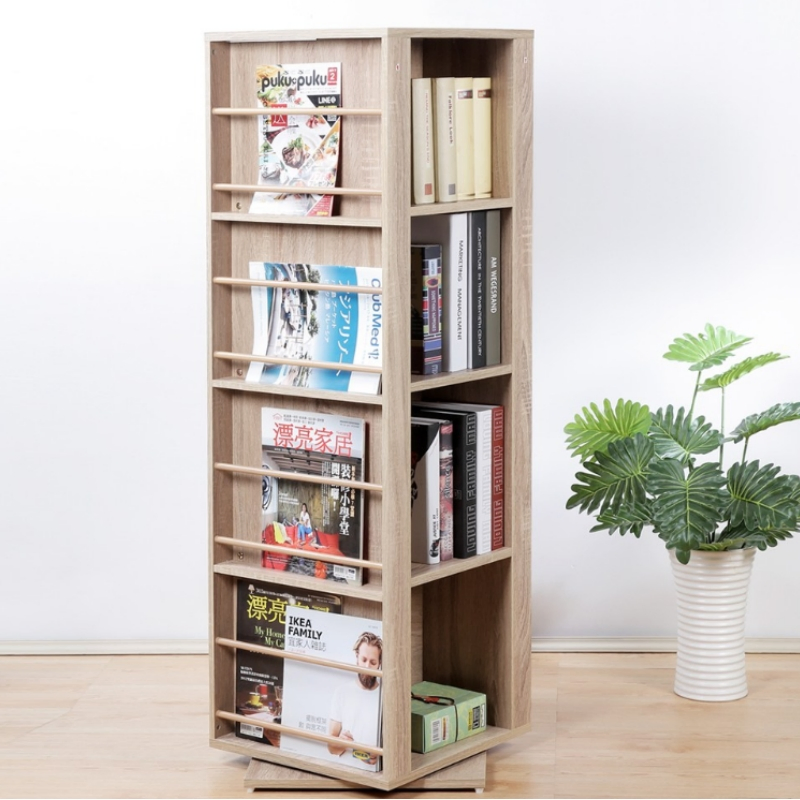 360° Rotating Bookshelf Space Saving Corner Bookcase Organizer Spinning Book Display