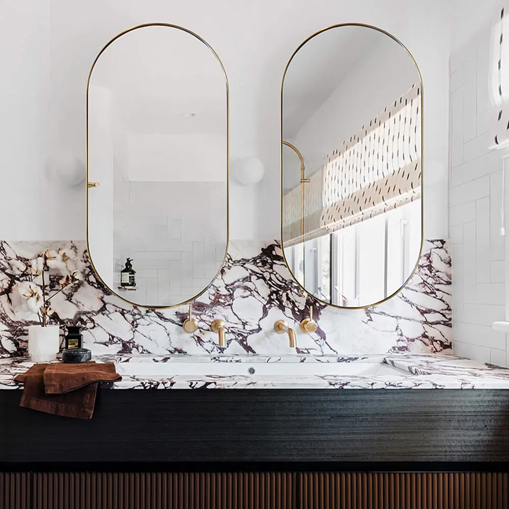 Hair Salon Furniture Set Haircut Styling Mirror Station Makeup Salon Station Double-Sided Salon Mirror with LED