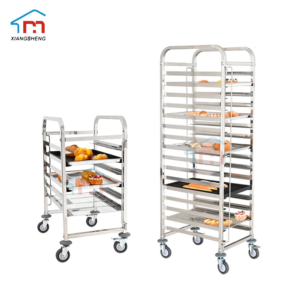 Xiangsheng Commercial Stainless Steel Bakery Equipment 10 Tiers Bread Serving Cart