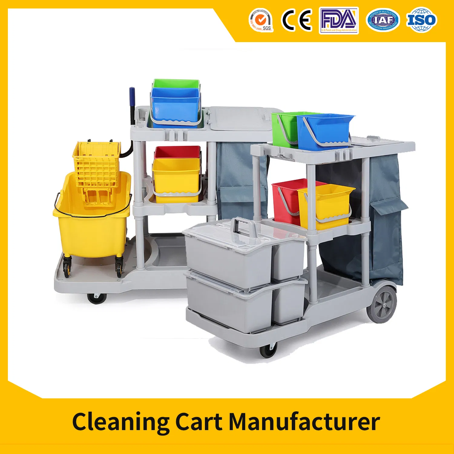 Commercial Hotel Cleaning Equipment Housekeeping Janitorial Cleaning Trolley Cart Household Cleaning