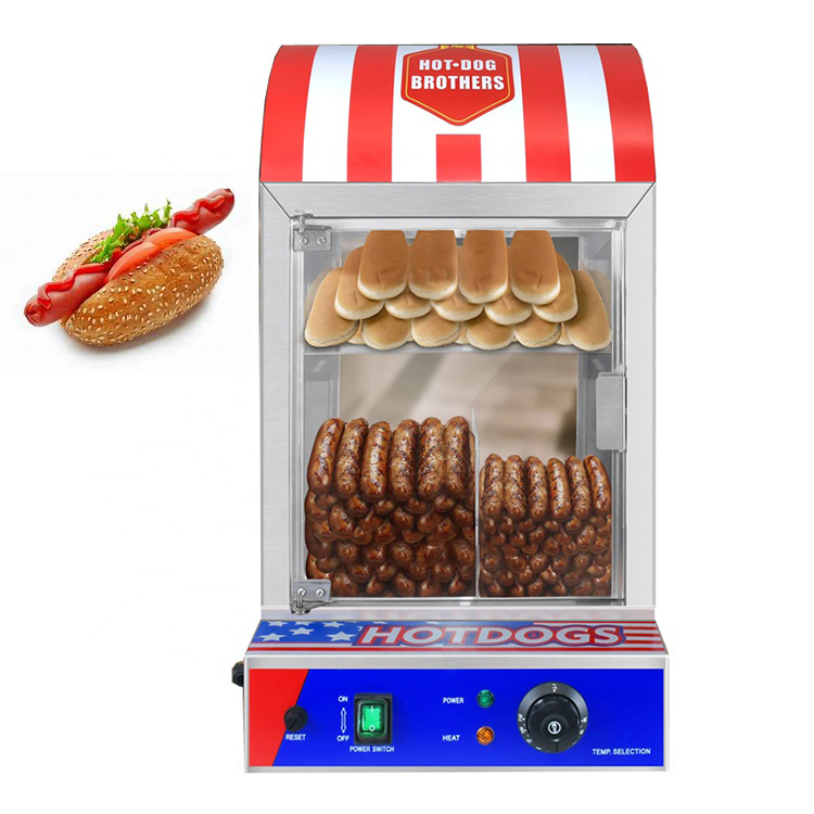 Xm Qdmech Stainless Steel Hot Dog Warming Showcase Electric Bun Warmer Commercial Hot Dog Steamer Machine Portable Hot Dog Cooker