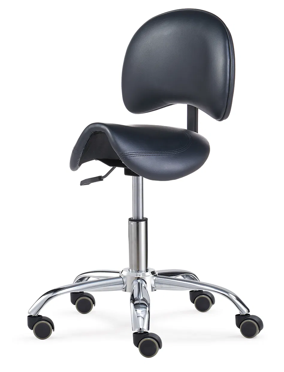 Adjustable Saddle Stool with Back Support with Wheels Swivel Rolling Ergonomic Office Chair for Home Office Dentict Clinic Beauty Salon Lab Studio