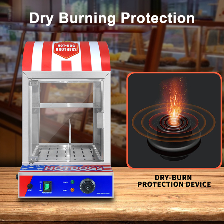 Xm Qdmech Stainless Steel Hot Dog Warming Showcase Electric Bun Warmer Commercial Hot Dog Steamer Machine Portable Hot Dog Cooker