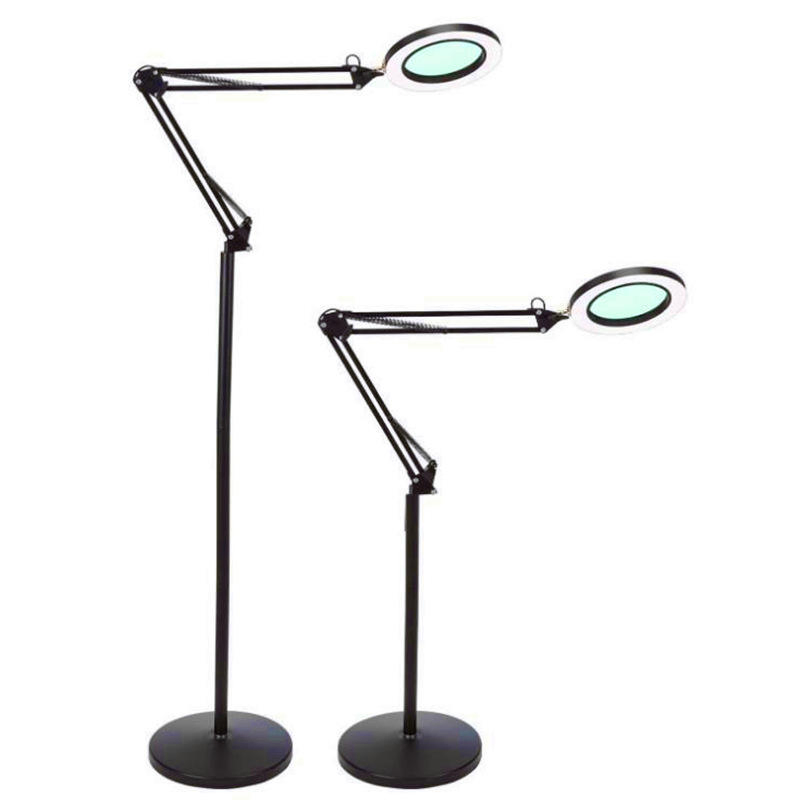 Metal Long Arm Folding Luminous Magnifying Glass Floor Lamp Nail 5X Magnifying Glass Floor Lamp