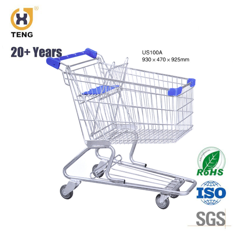 80L American Style Supermarket Equipment Metal Shopping Hand Trolley Cart