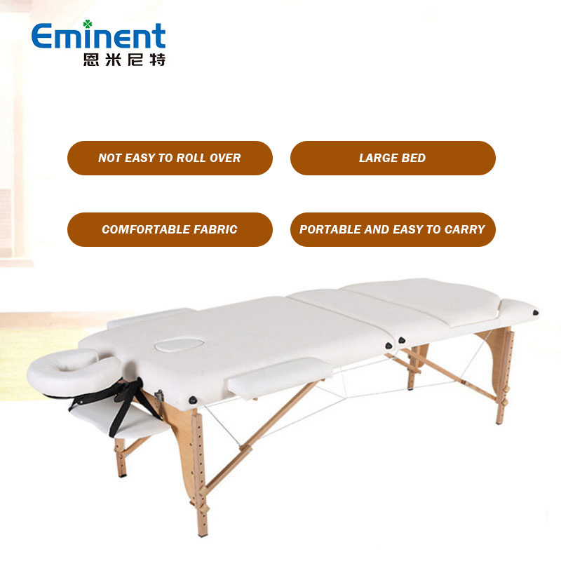 White Color Portable Collapsible Tattoo Beauty Massage Bed Two Folding SPA Moxibustion Bed Massage Table