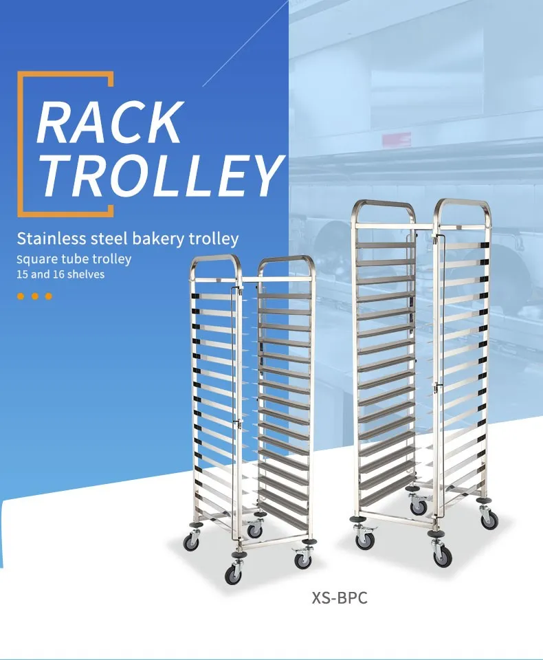 Commercial Stainless Steel Bakery Equipment 10 Tiers Bread Serving Cart