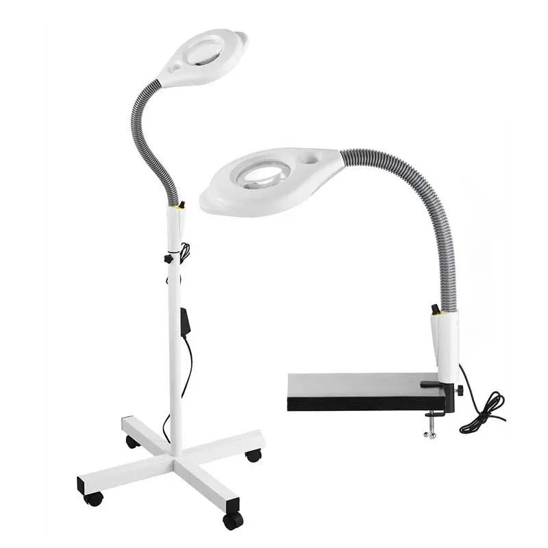 Versatile Floor-Standing Magnifying Lamp with Two Lenses, Adjustable Brightness, and Mobile Stand