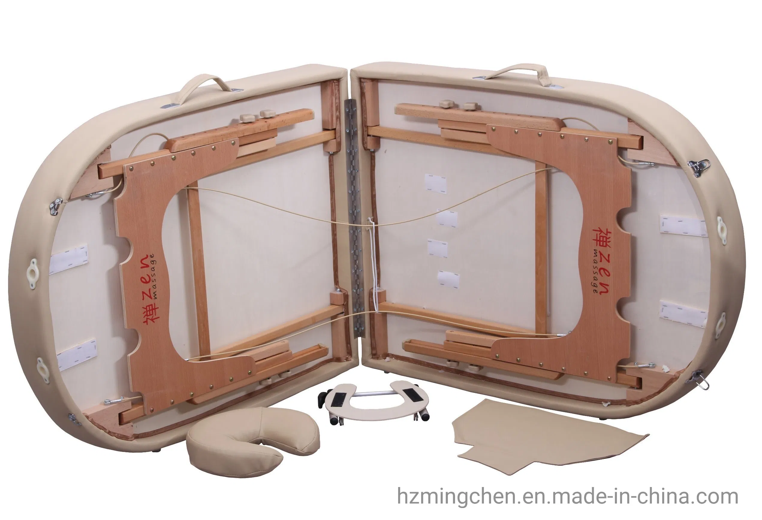 Round Corner Folding Wooden Table Legs Portable Massage Table with a Headrest