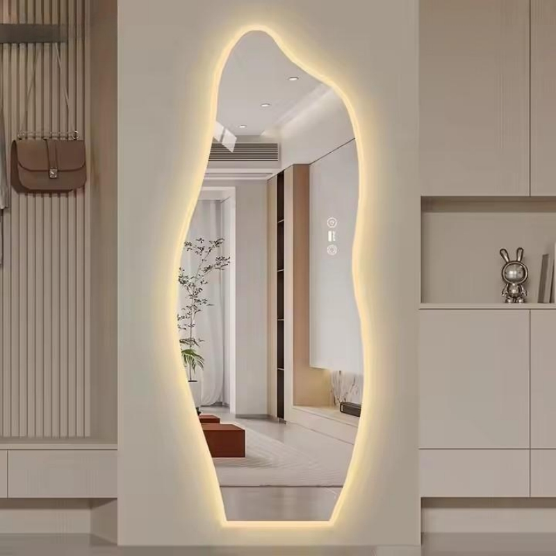 Hair Gold Salon Length Double Wall Station LED Mirror Designs