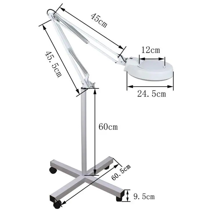 Manufacturer Cosmetic Flexible Wheel Standing Floor Magnifying Lamp