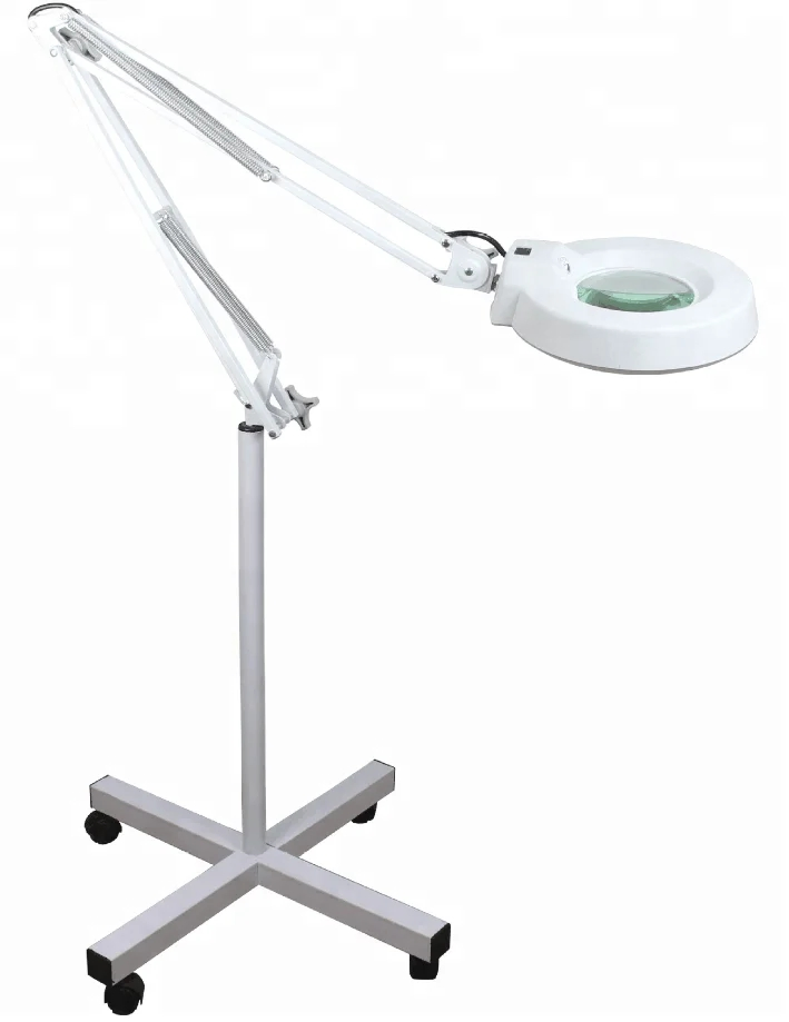 Manufacturer Cosmetic Flexible Wheel Standing Floor Magnifying Lamp