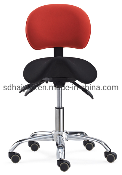 Tilt Seat Adjustable Height Ergonomic Saddle Seat Rolling Dental Stool with Adjustable Back