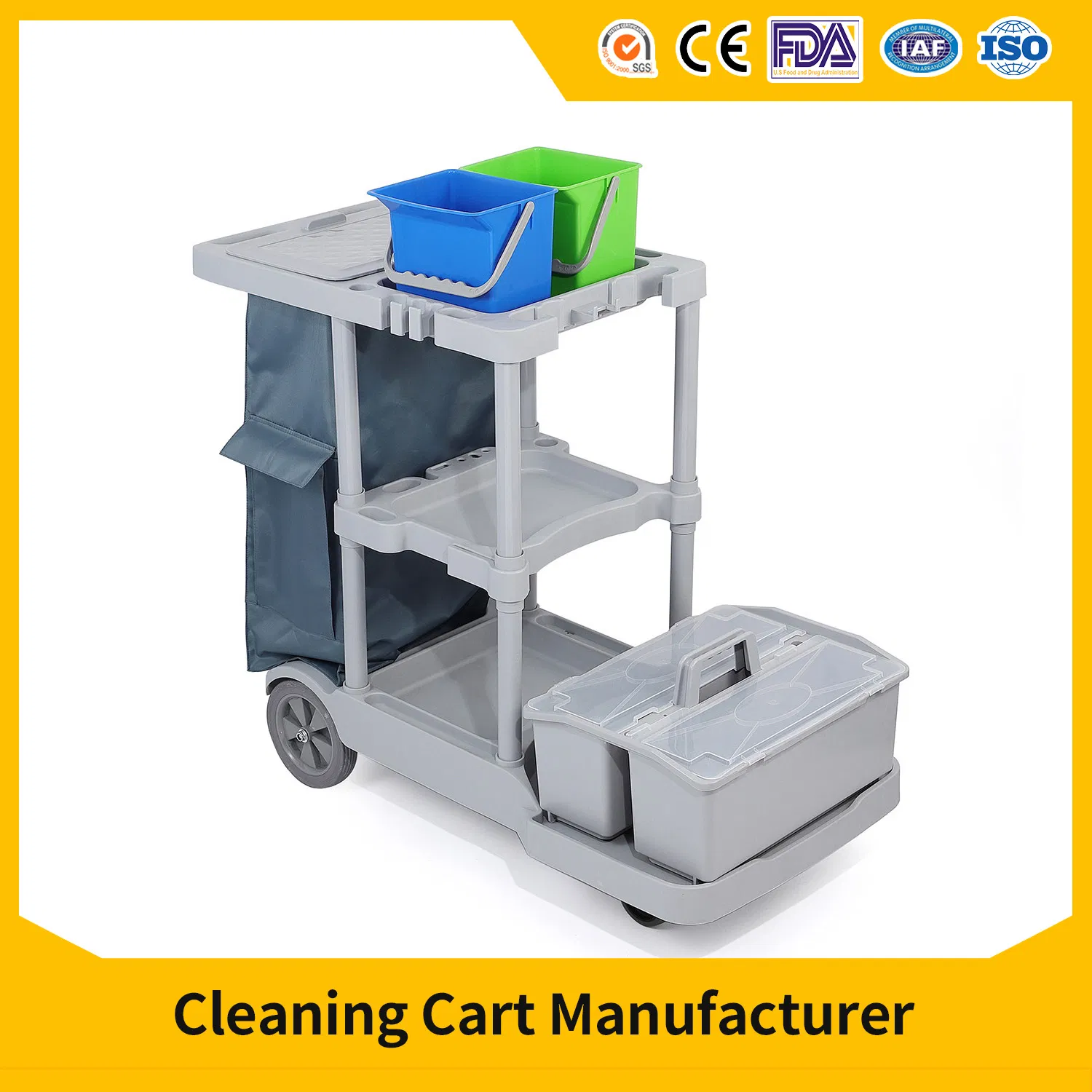 Commercial Hotel Cleaning Equipment Housekeeping Janitorial Cleaning Trolley Cart Household Cleaning