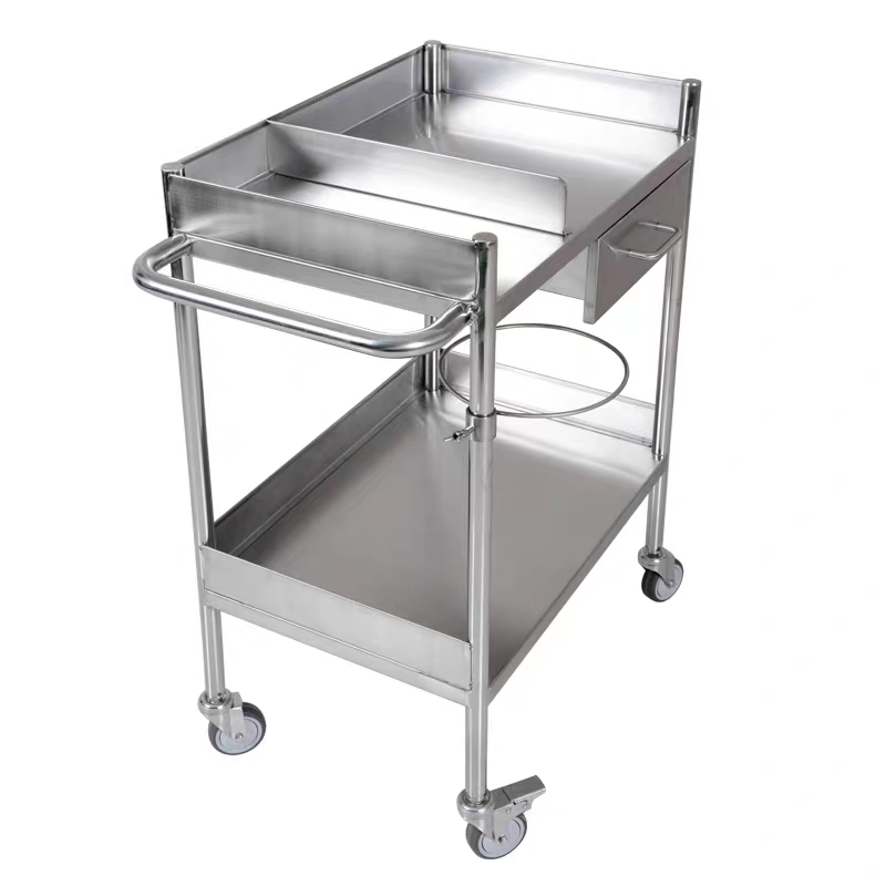 Medical Hospital Stainless Steel Vet Double Equipment Veterinary Vehicle Cart