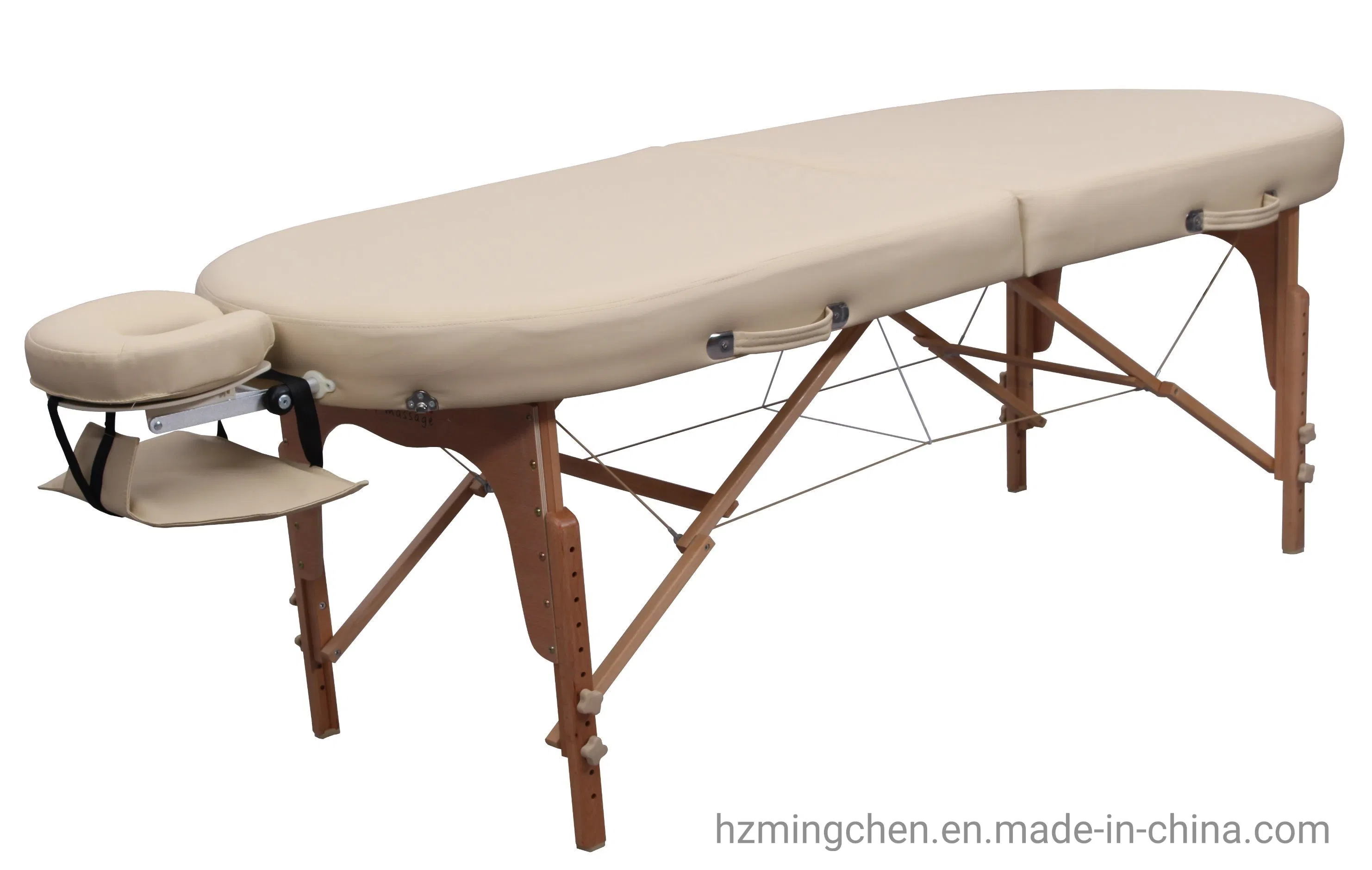 Round Corner Folding Wooden Table Legs Portable Massage Table with a Headrest