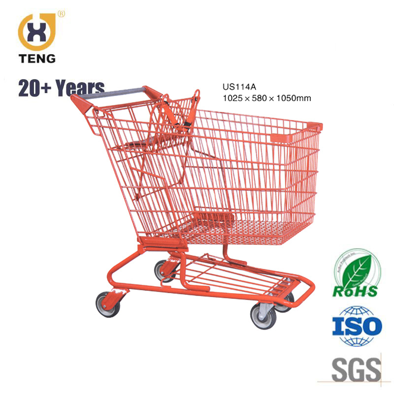 80L American Style Supermarket Equipment Metal Shopping Hand Trolley Cart