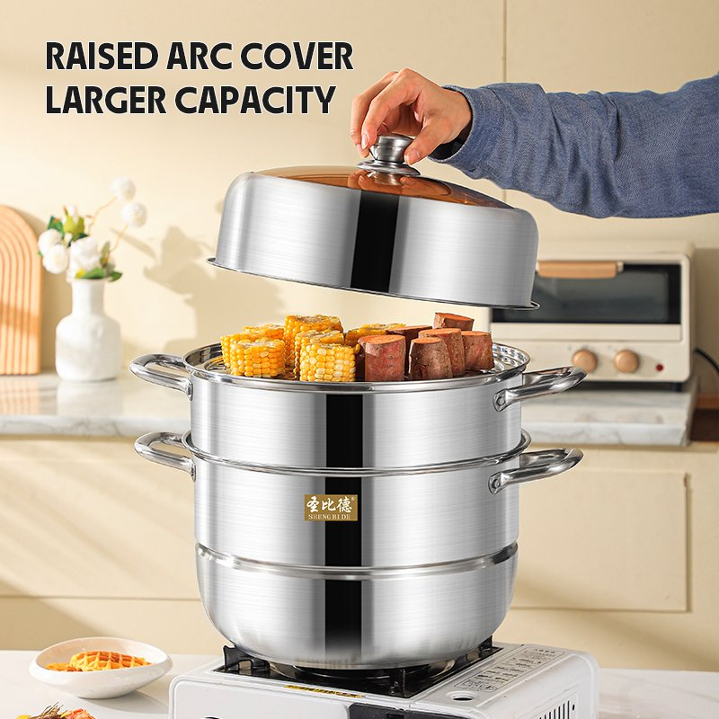 Multifunction 34cm Stainless Steel Steamer Cooker Multilayer Hot Pot Kitchen Cooking Steamers Pot for Induction Stove