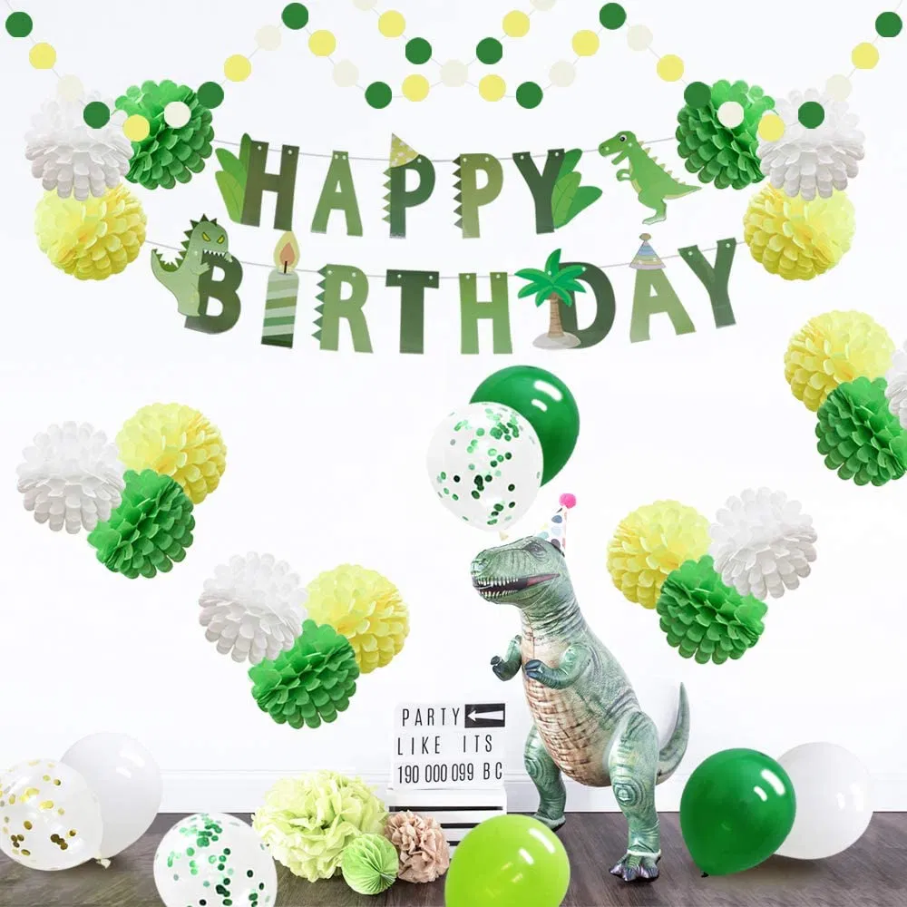 Dinosaur Balloons Orange Light Blue Fruit Green Latex Balloons for Dino Jungle Jurassic Birthday Party Decorations Supplies