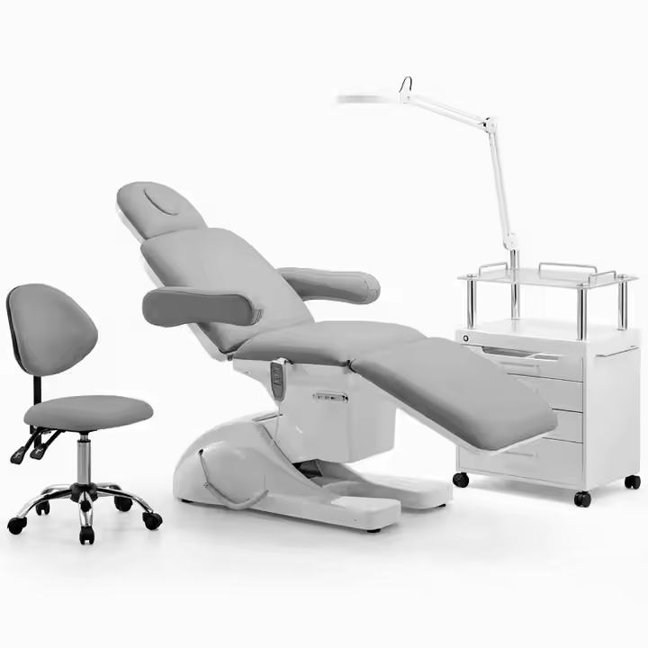 Luxury Grey Salon Furniture Esthetician Love Facial Chair Bed Electric Beauty Bed 3/4 Motors Massage Table