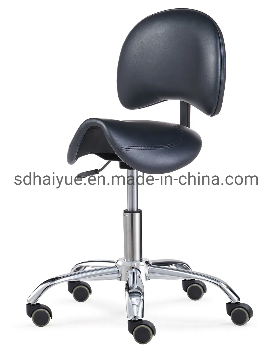 Adjustable Saddle Stool with Back Support with Wheels Swivel Rolling Ergonomic Office Chair for Home Office Dentict Clinic Beauty Salon Lab Studio