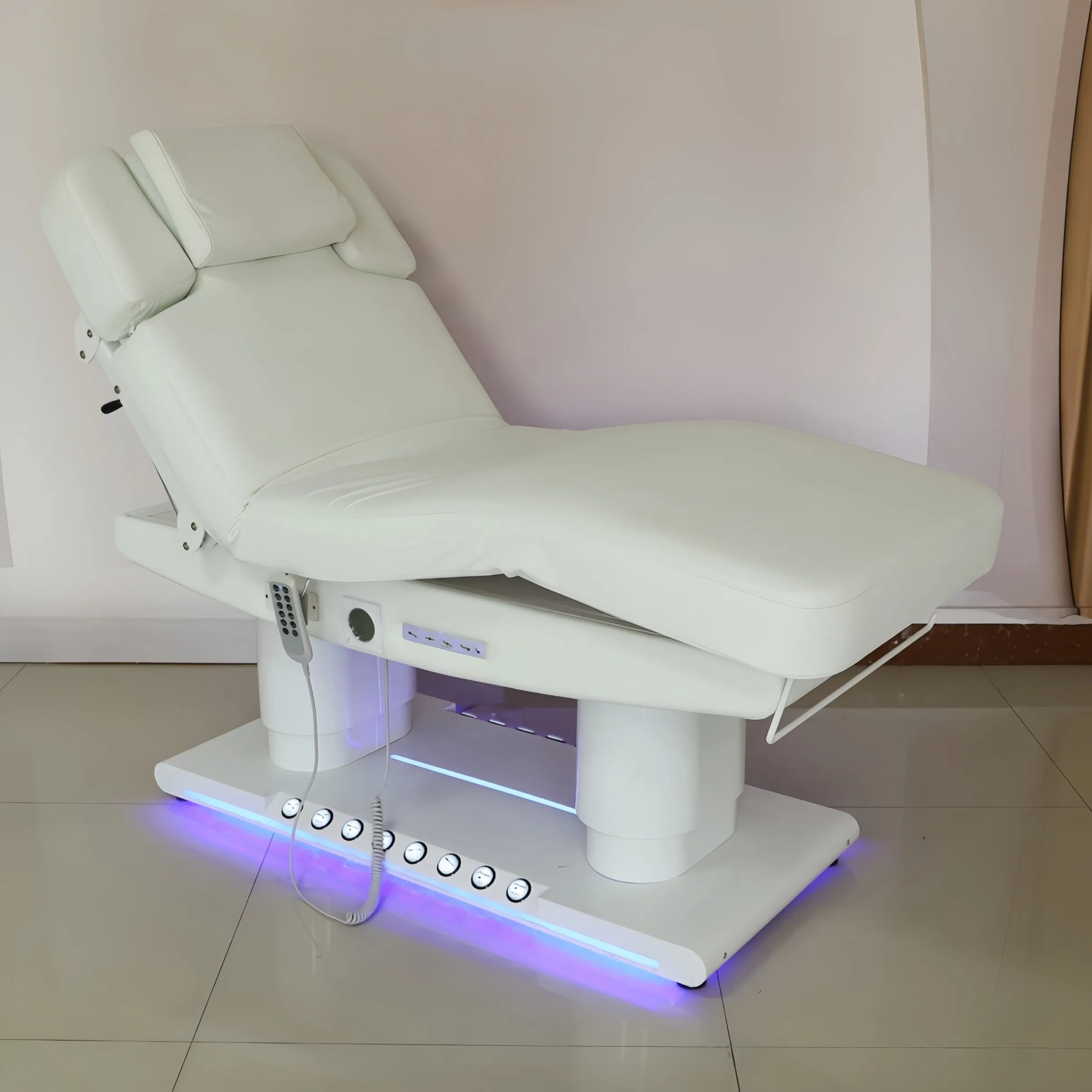 Luxury SPA Heated Treatment Massage Bed Vibrating Beauty Salon Electric Medical Facial Eyelash Beauty Massage Table Bed with Light