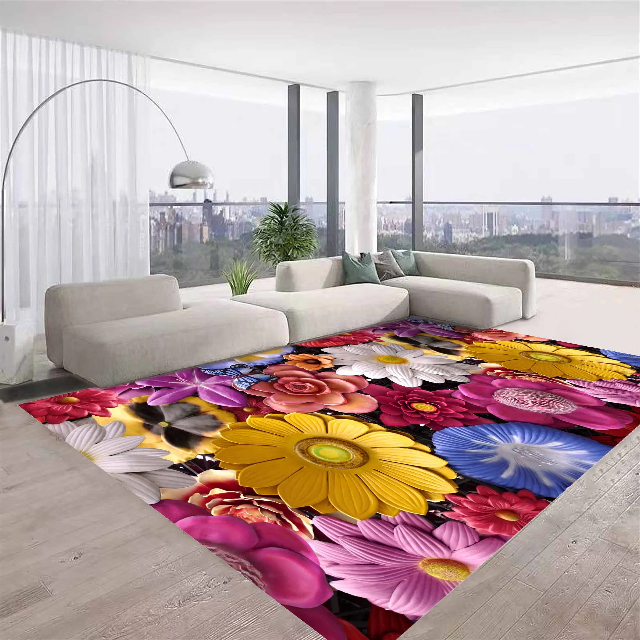 3D Flower Design Sunflower Living Room Carpet Floor Rugs Mats Tapis Salon Modern Karpet Lantai Malaysia
