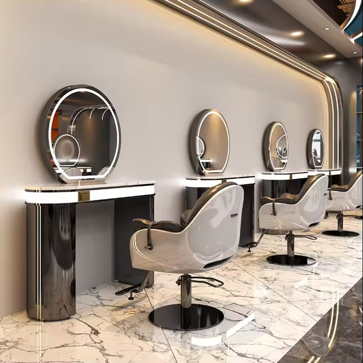 High Quality Silver Single/Double Sided Salon Mirror with LED Light