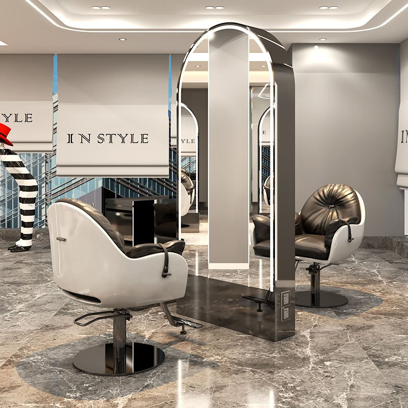 Barber Shop Wall Mirror Luxury Hair Salon Chair with Mirror Station