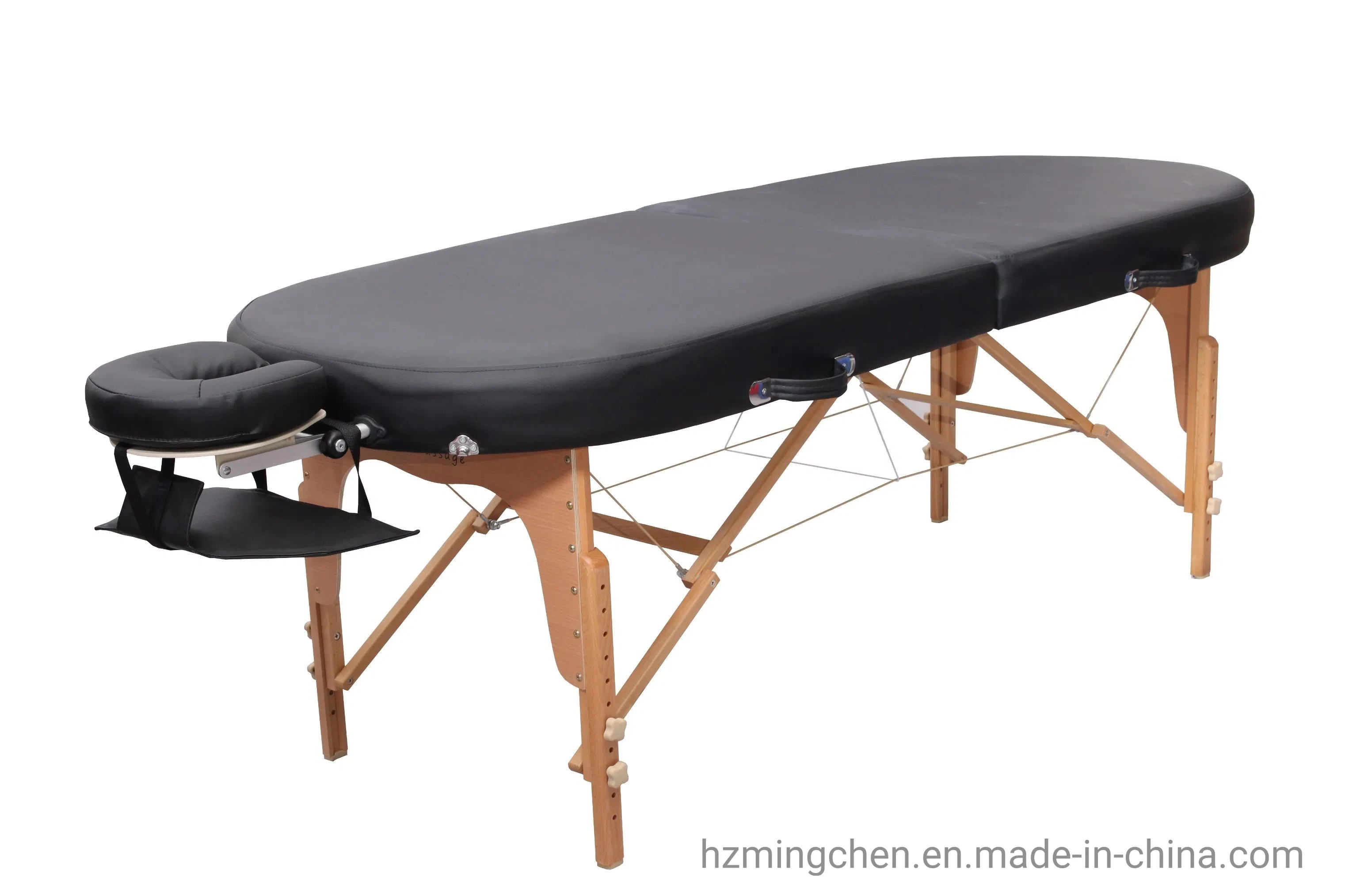 Round Corner Folding Wooden Table Legs Portable Massage Table with a Headrest
