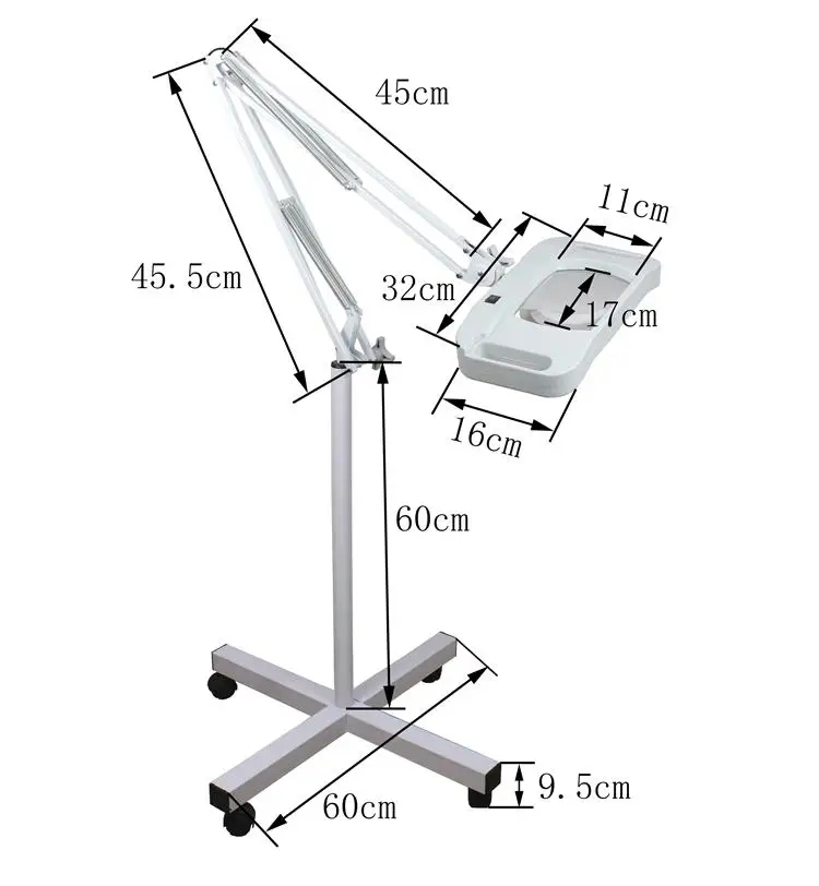 Manufacturer Cosmetic Flexible Wheel Standing Floor Magnifying Lamp