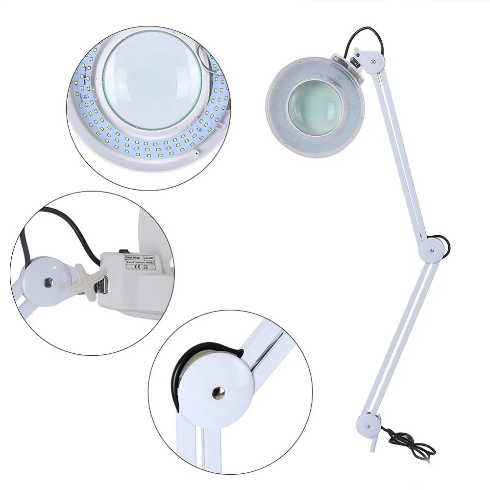 LED Magnifying Floor Lamp for Estheticians 5X 8X Magnifier Light Glass Lens for Beauty Nail Reading Crafts Sewing Close Work