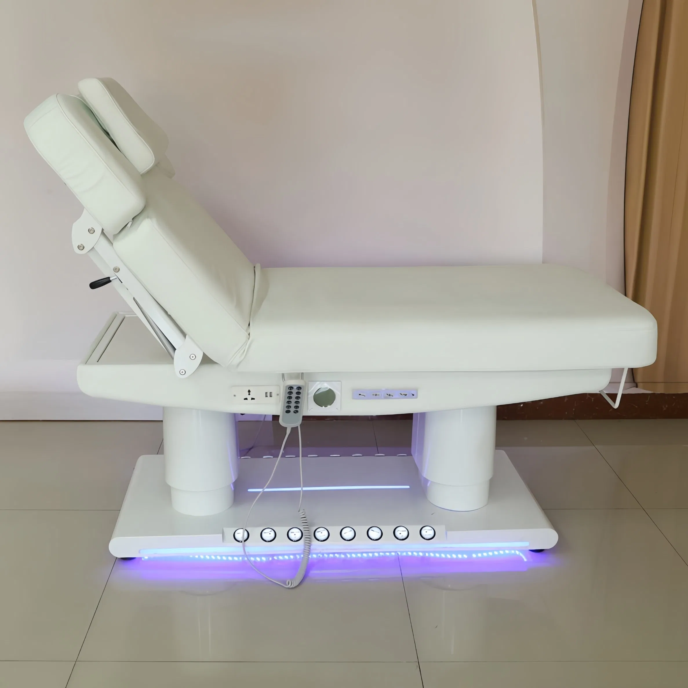 Luxury SPA Heated Treatment Massage Bed Vibrating Beauty Salon Electric Medical Facial Eyelash Beauty Massage Table Bed with Light