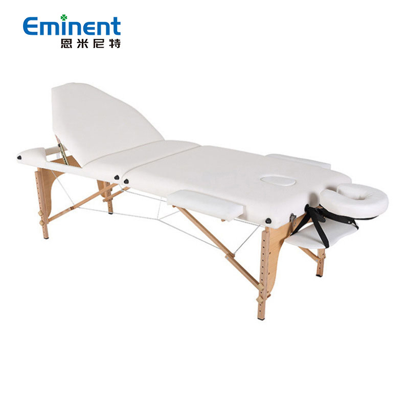 White Color Portable Collapsible Tattoo Beauty Massage Bed Two Folding SPA Moxibustion Bed Massage Table