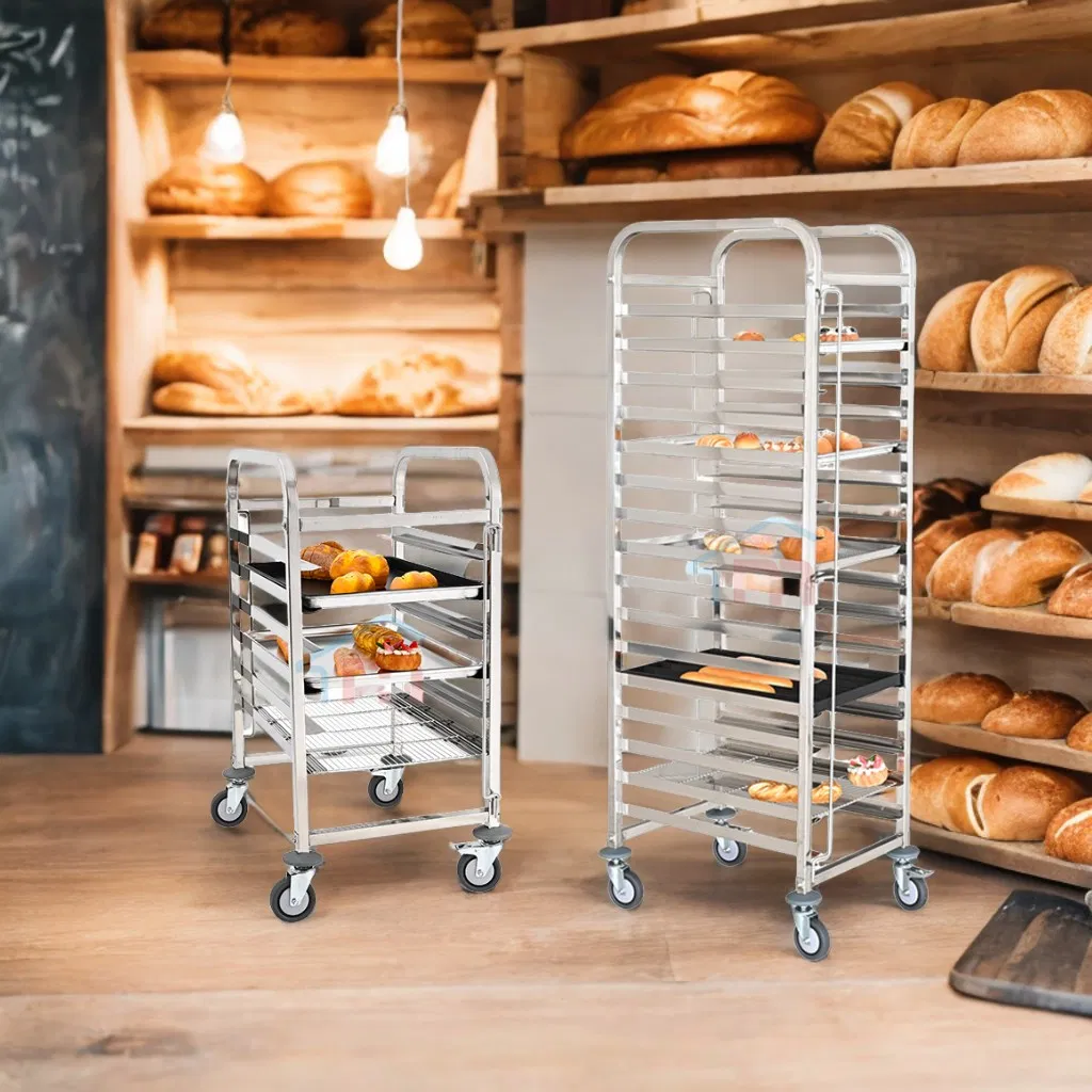 Xiangsheng Commercial Stainless Steel Bakery Equipment 10 Tiers Bread Serving Cart