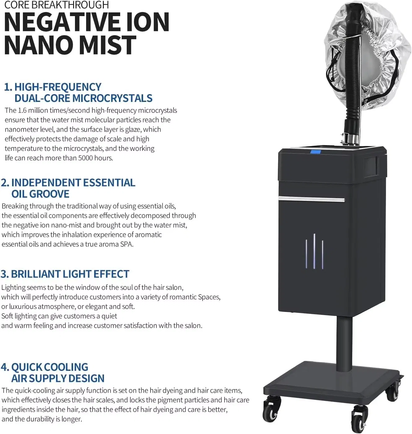 Professional Hair Treatment Steam Machine Salon Equipment Micro Mist Hair Steamer with Cap