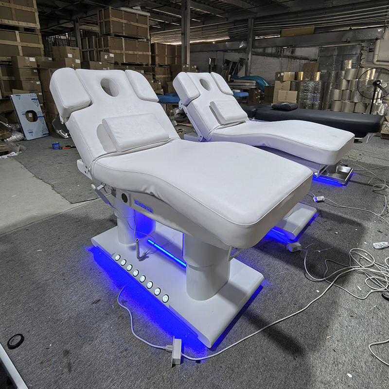 Modern Full White Leather Beauty Salon Furniture Treatment Heated Cosmetic Bed Luxury 4 Motors Electric Saloon Massage Table Bed