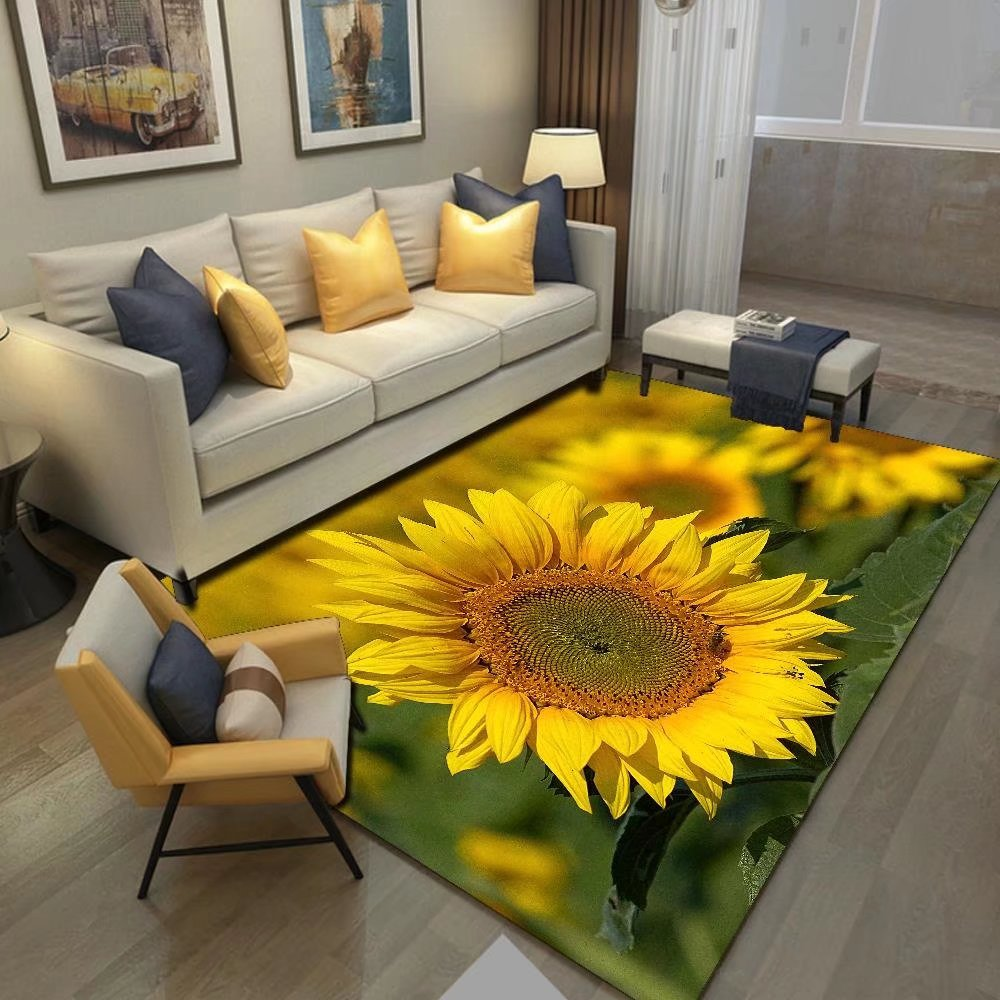 3D Flower Design Sunflower Living Room Carpet Floor Rugs Mats Tapis Salon Modern Karpet Lantai Malaysia