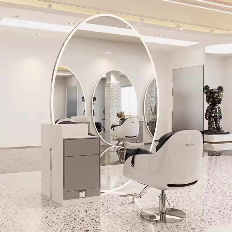 Best Selling Modern Oval Hairdressing Mirror Station