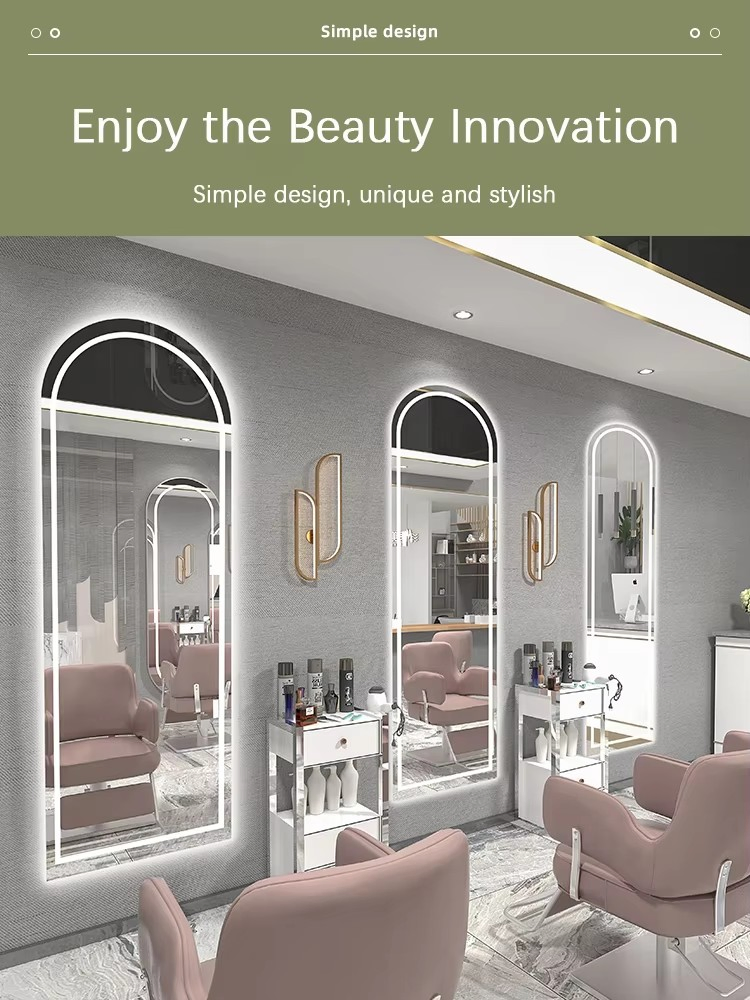 Factory Direct Sales Intelligent Wall Mirror Hair Salon LED Mirror Beauty Salon Changing Room Salon Hotel Customized Mirror