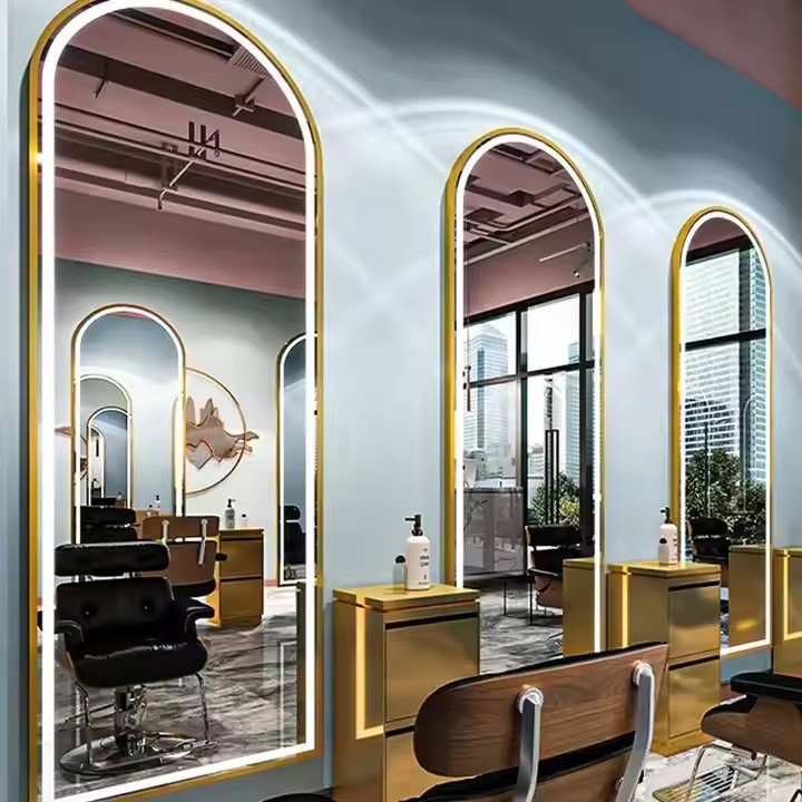 Barber Shop Mirror Luxury Single Sided Salon Mirror with LED Lights