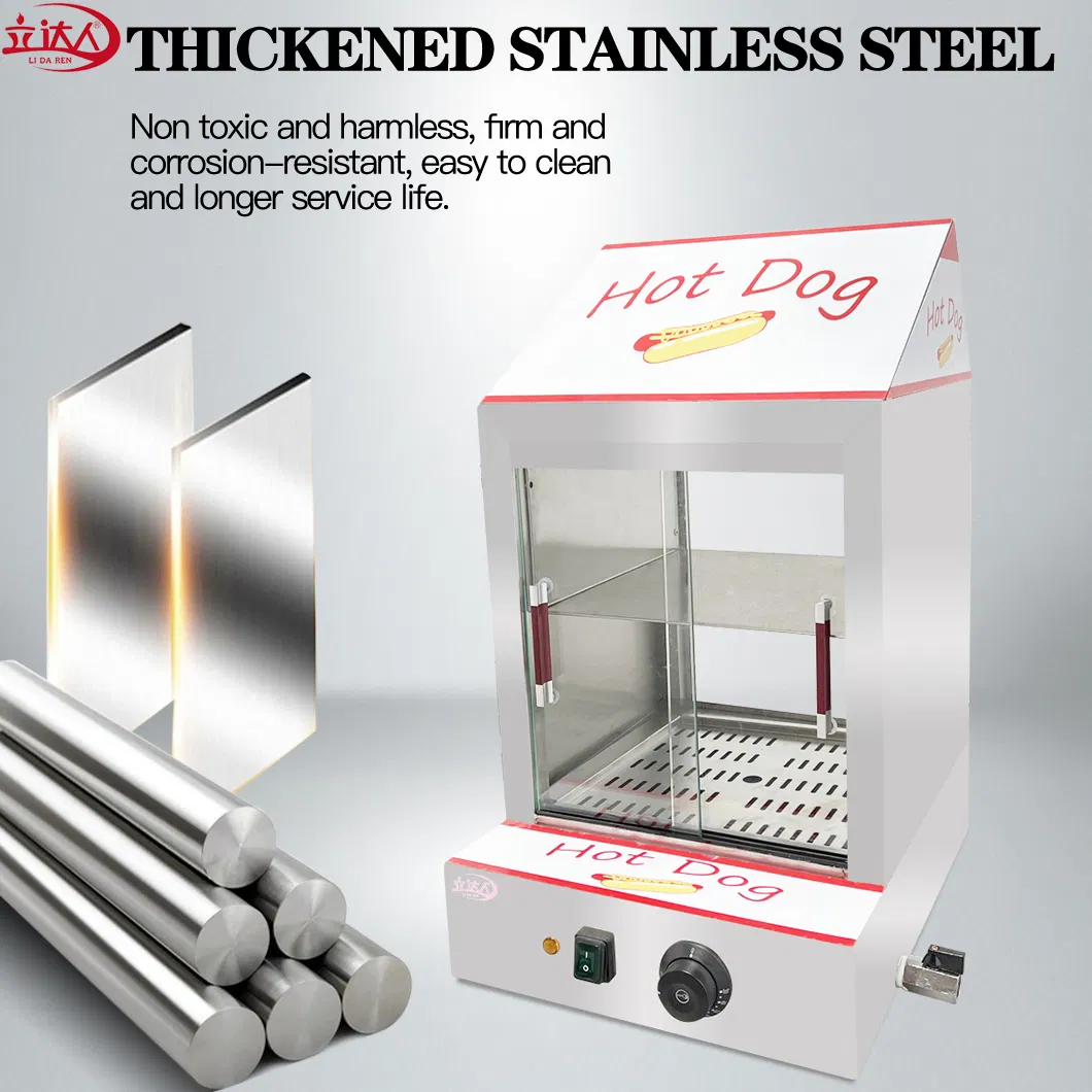 Hot Dog Warming Showcase Bun Warmer Commercial Electric Hotdog Steamer