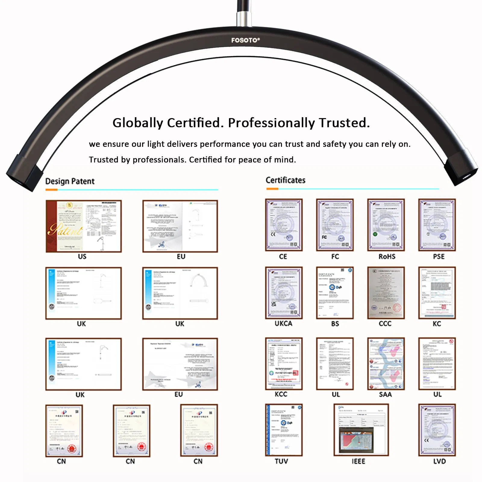 China Eyelash Factories LED Half Moon Floor Lamp Beauty Salon Make Ring Light for Nail Artist Lashes Extension