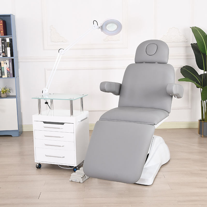 Hot Sale Grey Beauty Salon Equipment Facial Bed 3/4 Motors Eyelash SPA Heated Massage Bed with Foot Control