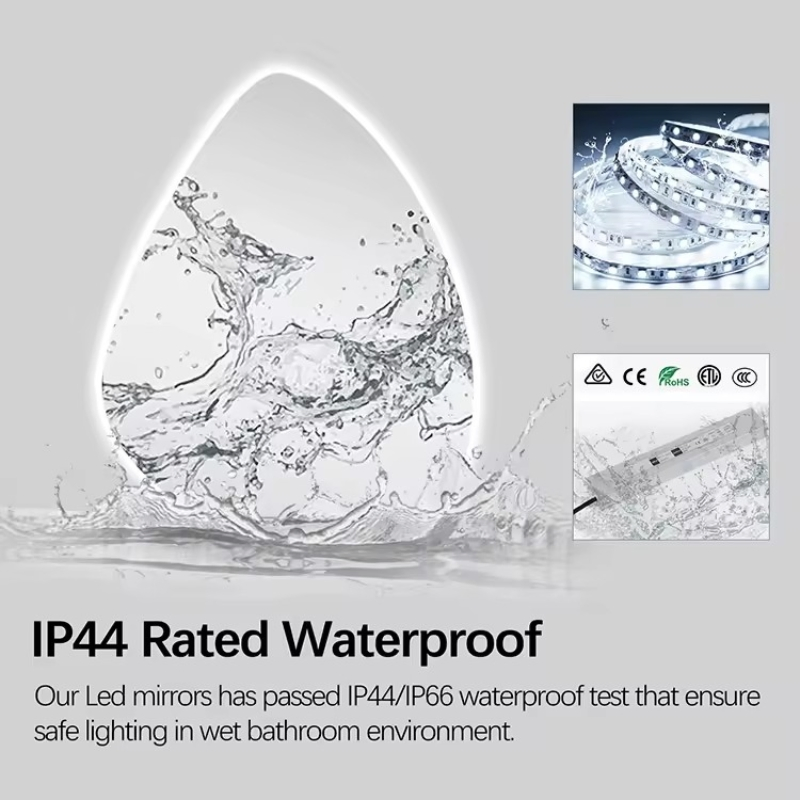 Vanity Wall Mounted Fashion Design LED Bathroom Mirrors in Irregular Shape Smart Backlit Bathroom Accessories for Wholesales