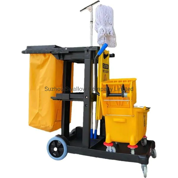 Multipurpose Restaurant Hotel Cleaning Trolley Cart with Cover Service Tool Cart Cleaning Equipment