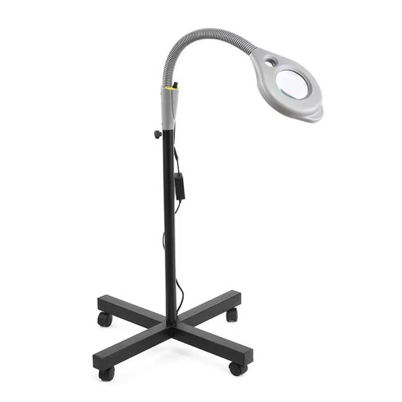 Versatile Floor-Standing Magnifying Lamp with Two Lenses, Adjustable Brightness, and Mobile Stand